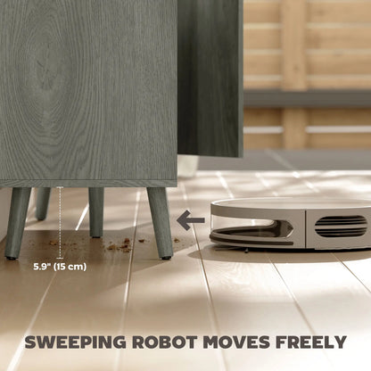 Fluted Sideboard with Adjustable Shelves, Light Grey Bar Cabinets at Gallery Canada