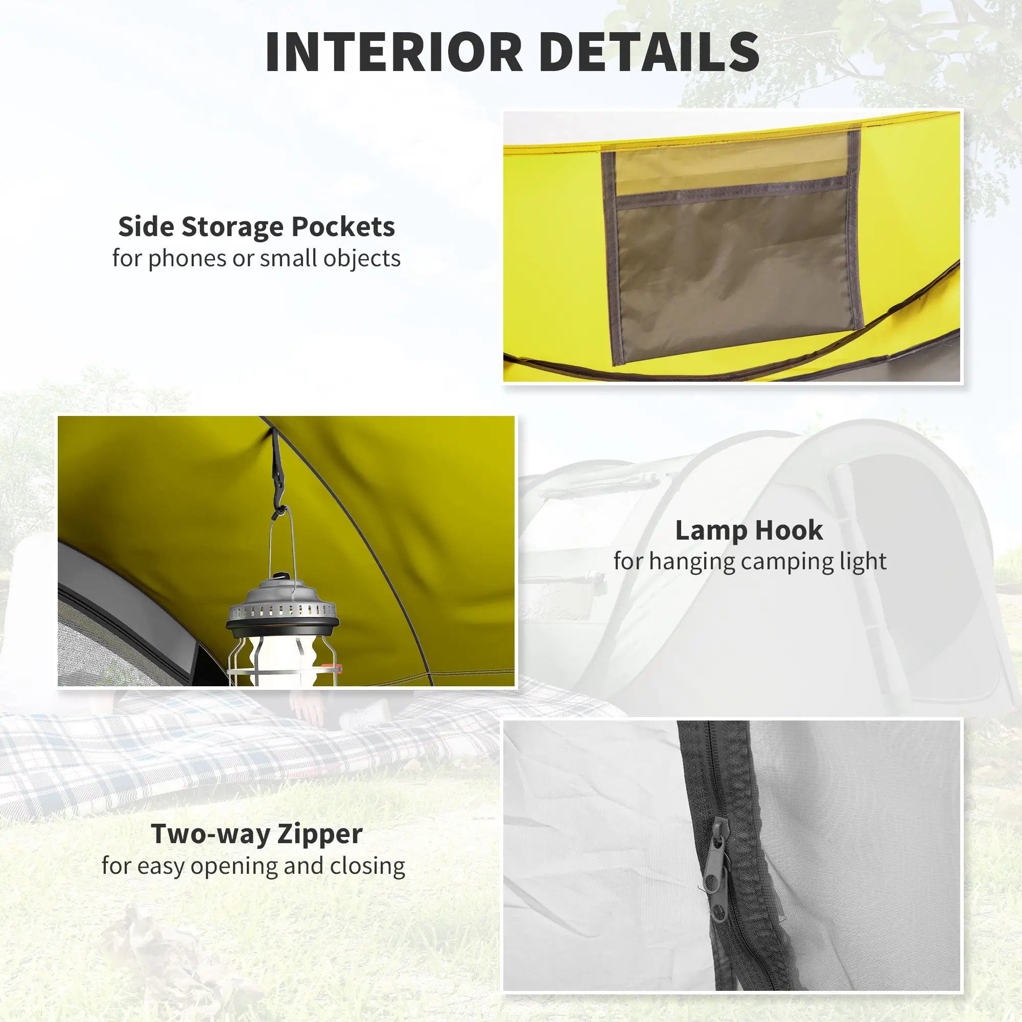 4 Person Camping Tent, Automatic Setup, Yellow Camping Tents at Gallery Canada
