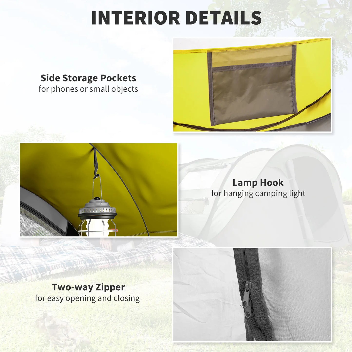 4 Person Camping Tent, Automatic Setup, Yellow Camping Tents at Gallery Canada