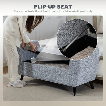 Upholstered Storage Bench with Arms, Modern Ottoman, Grey Storage Ottomans & Benches at Gallery Canada