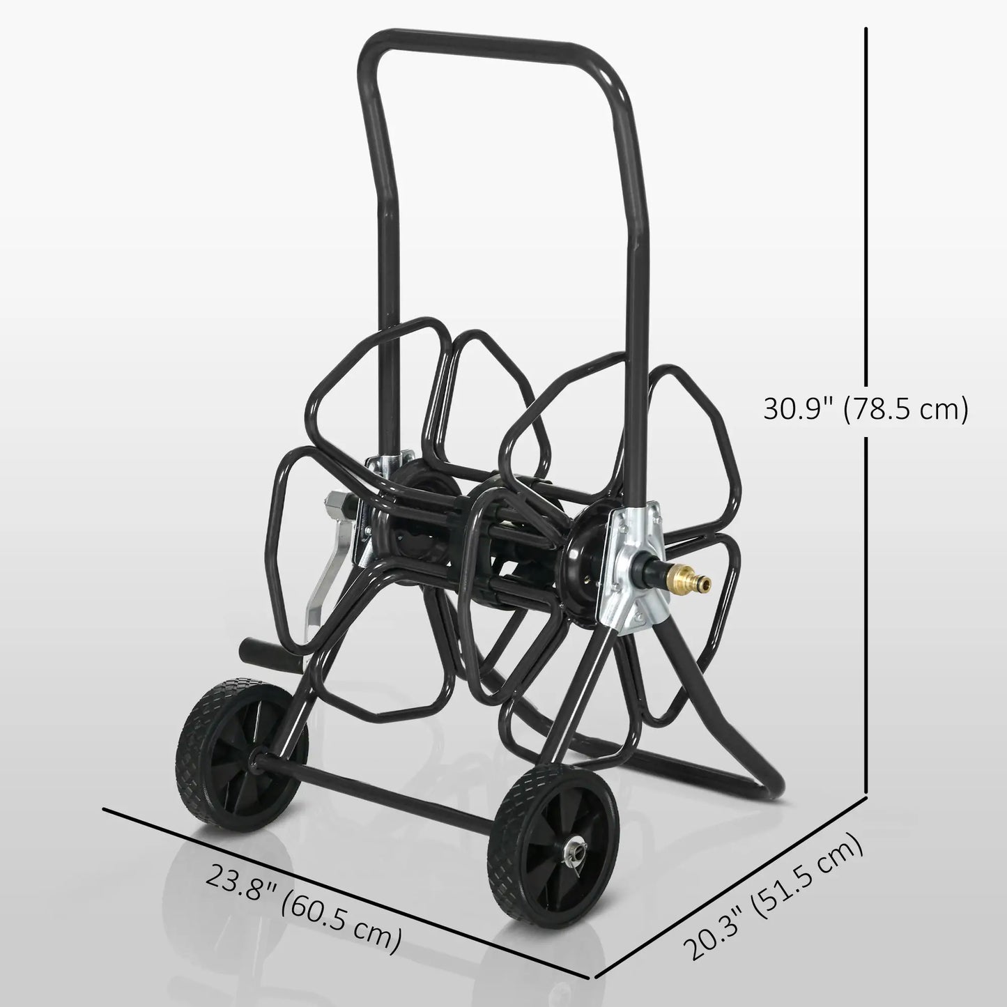 5/8" Hose Reel Cart, 98 ft, Garden Water Hose with Wheels, Black