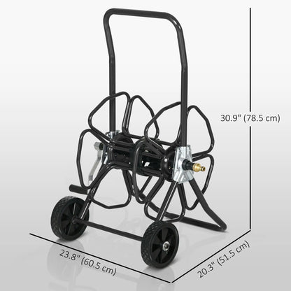 5/8" Hose Reel Cart, 98 ft, Garden Water Hose with Wheels, Black