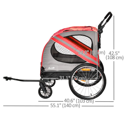 Dog Bike Trailer, 2-in-1 Pet Stroller, Universal Wheel Reflectors, Red Dog Bike Trailers & Strollers at Gallery Canada