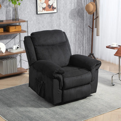 Manual Recliner Chair, Vibration Massage, Side Pockets, Corduroy, Black Sofas & Reclining Chairs at Gallery Canada