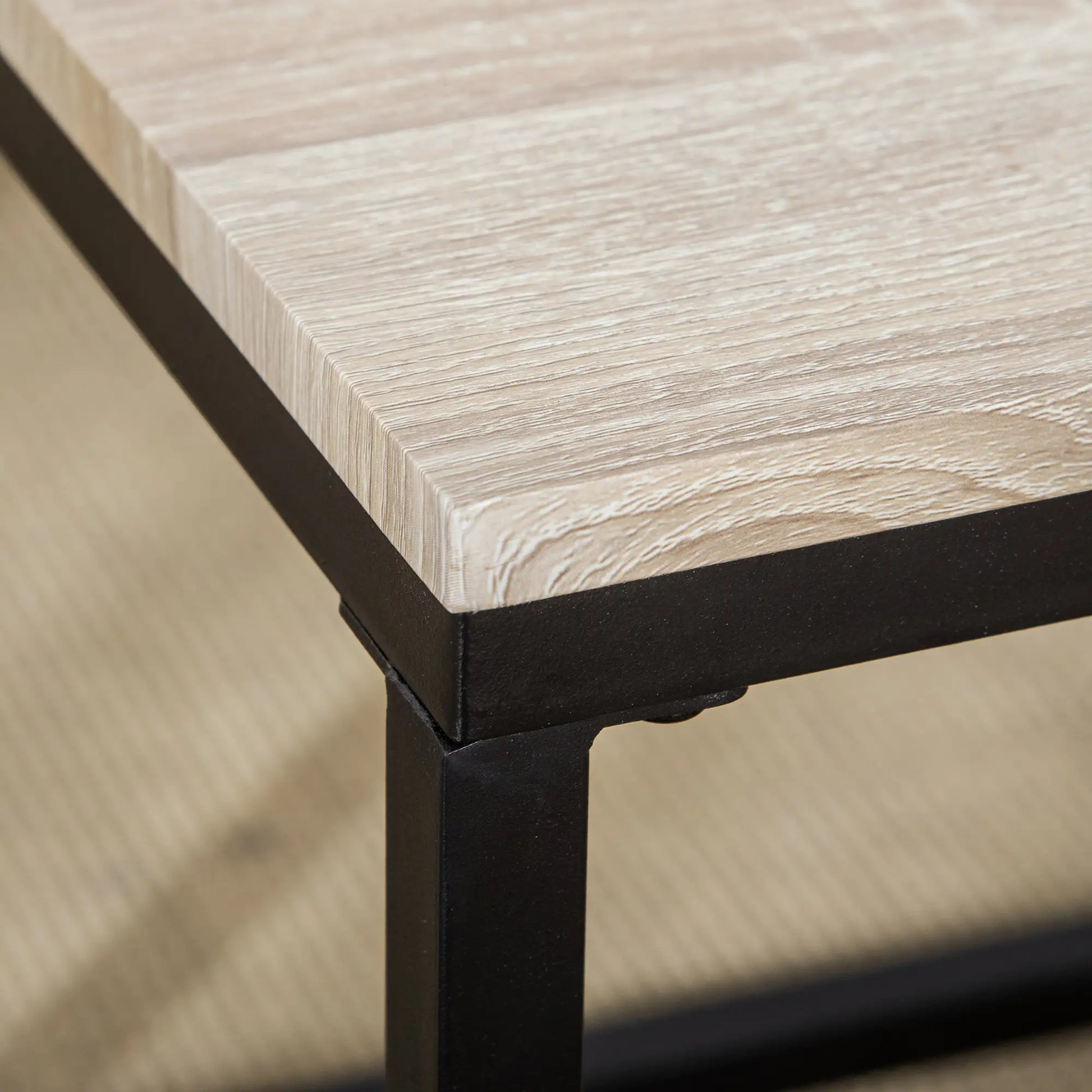 Nesting Coffee Table Set of 3, Metal Frame, Natural, Black Coffee Tables at Gallery Canada