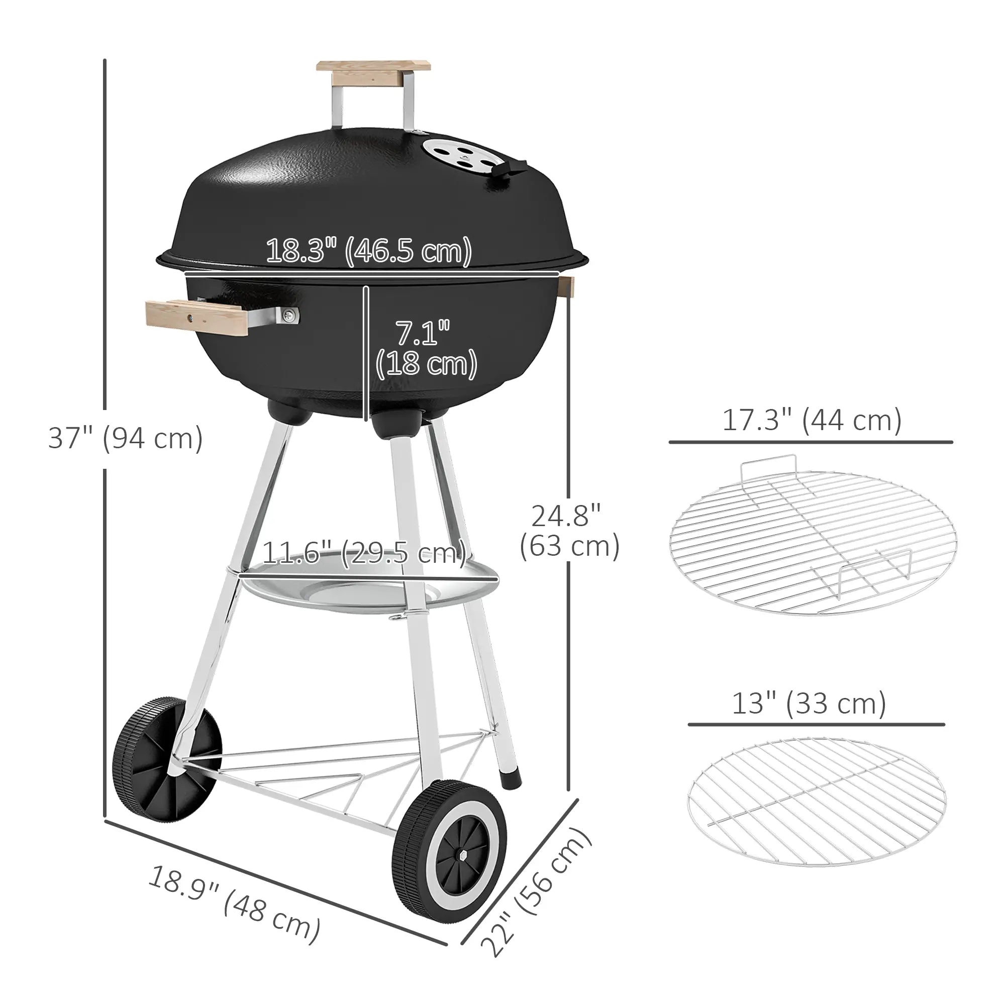 Portable Charcoal BBQ Grill, Steel Outdoor Cooker With Lid, Black Charcoal BBQ Grils at Gallery Canada