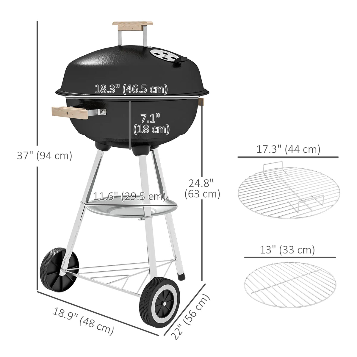 Portable Charcoal BBQ Grill, Steel Outdoor Cooker With Lid, Black Charcoal BBQ Grils at Gallery Canada