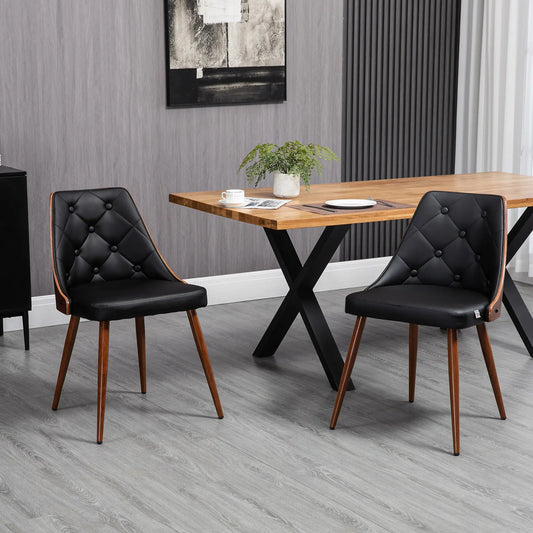 Dining Chairs Set of 2, PU Leather Upholstered, Steel Legs, Black Bar Stools Black, Walnut Brown at Gallery Canada