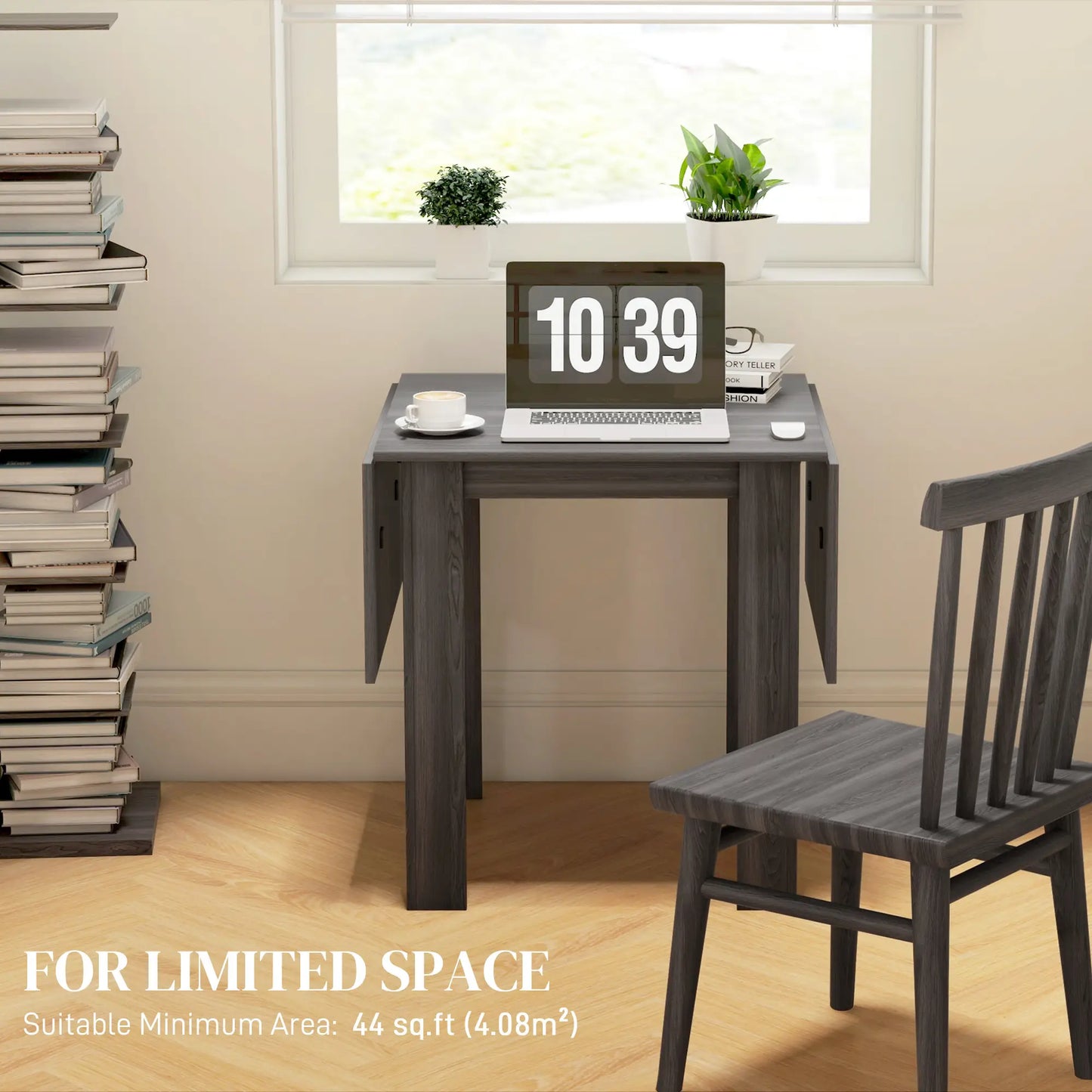 Folding Extendable Dining Table, Drop Leaf, for 2-4 People, Grey Bar Tables & Dining Tables at Gallery Canada