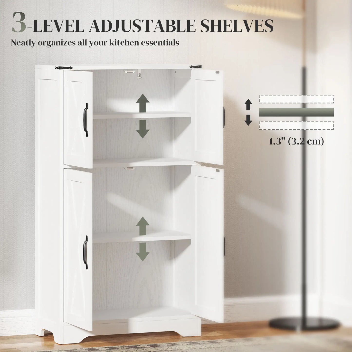 Farmhouse Kitchen Pantry, Freestanding Storage Cabinet, White Kitchen Pantry Cabinets at Gallery Canada