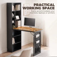 Fold-Out Computer Desk with Shelves, Bag, Wall Mount, Black