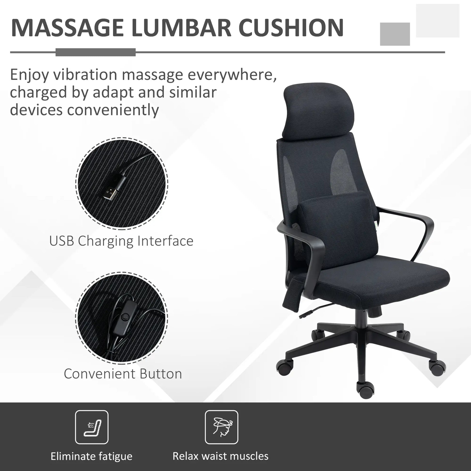 Ergonomic High Back Office Chair, Mesh Computer Chair, Lumbar Support Massage Chairs at Gallery Canada