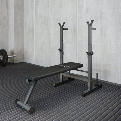 Adjustable Weight Bench, Foldable with Barbell Rack, Dip Station, Black and Grey Weight Benches at Gallery Canada