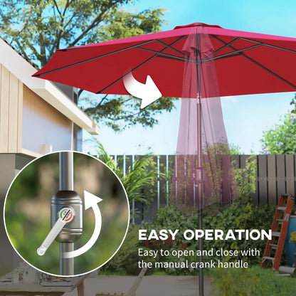 10' x 8' Round Market Umbrella, Crank Handle, Tilt, Wine Red Sun Umbrellas at Gallery Canada