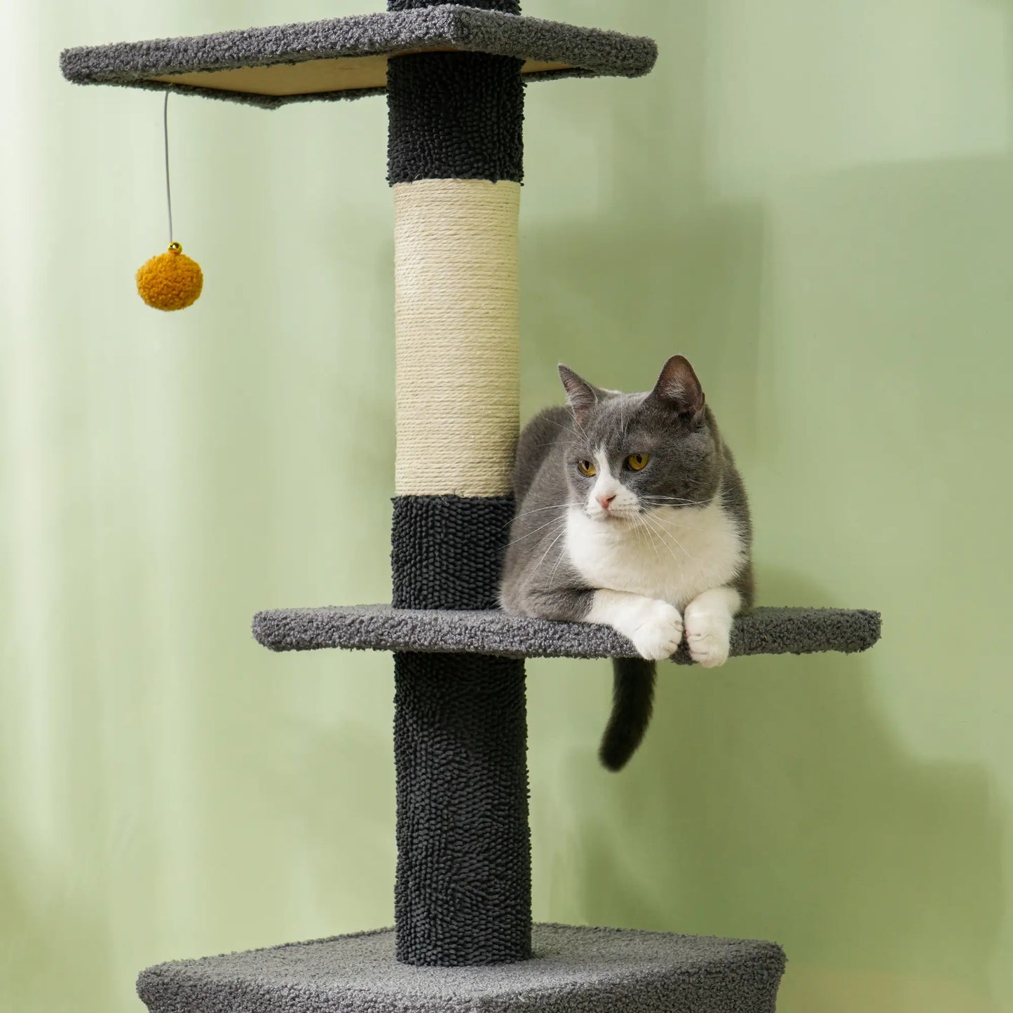 Adjustable Cat Tree Tower, 90.5"-108", Scratching Posts, Hammock, Condo, Dark Grey Floor to Ceiling Cat Trees at Gallery Canada