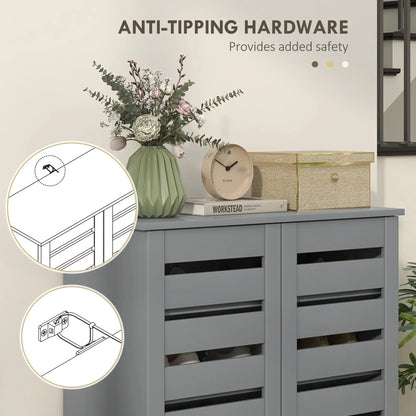 Shoe Storage Cabinet, 2 Slatted Doors, Holds 15 Pairs, Dark Grey Shoe Storage Cabinets & Racks at Gallery Canada