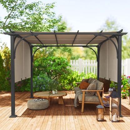 10' x 10' Outdoor Pergola, Steel Frame, Beige Pergolas at Gallery Canada