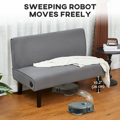 46.5" Loveseat Couch with USB Ports, Corduroy, Wood Legs, Grey 2-Seater Sofas at Gallery Canada