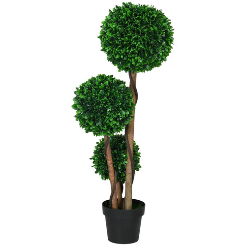 3.6ft Artificial Tree, Triple Ball Boxwood Topiary, Indoor Outdoor