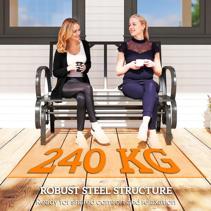 2-Person Outdoor Glider Chair, Steel Frame, Cushions, Blue Outdoor Gliders at Gallery Canada