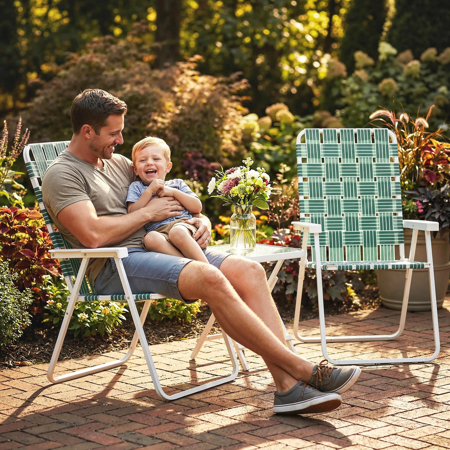 Set Of 2 Folding Patio Chairs, Portable With Armrests, Green Patio Chairs at Gallery Canada