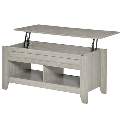 Lift Top Coffee Table, Hidden Storage, Open Shelves, Light Grey Coffee Tables at Gallery Canada
