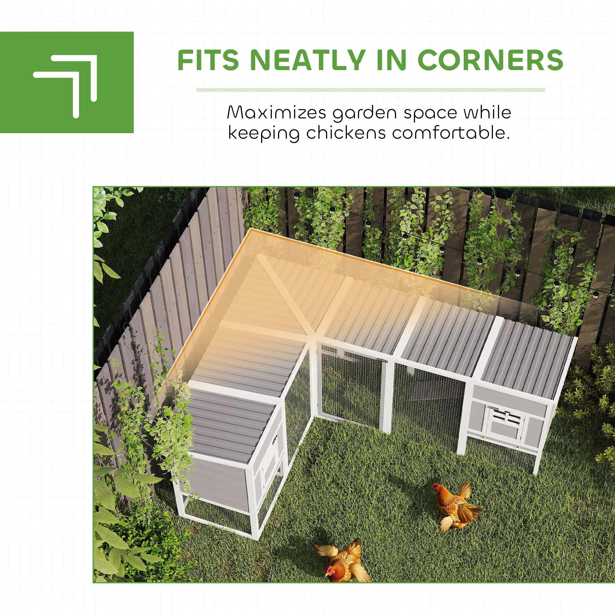 L-Shaped Wooden Chicken Coop With Run, 2 Houses, Waterproof Roof, Ramps Chicken Coops at Gallery Canada