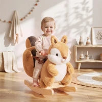 Écureuil cheval à bascule pour tout-petits de 1 à 3 ans, marron