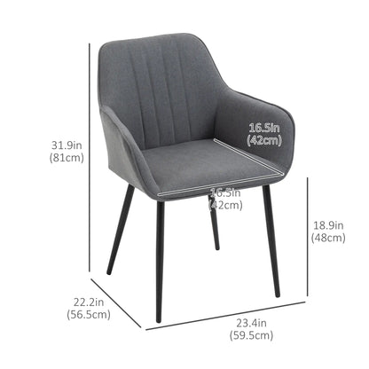 Dining Chairs Set of 2, Linen Upholstery, Metal Legs, Dark Grey Bar Stools at Gallery Canada