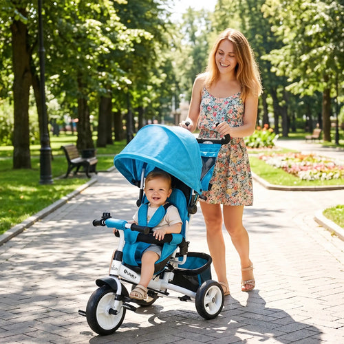 6 in 1 Tricycle for Toddlers, Parent-Push Handle, Blue