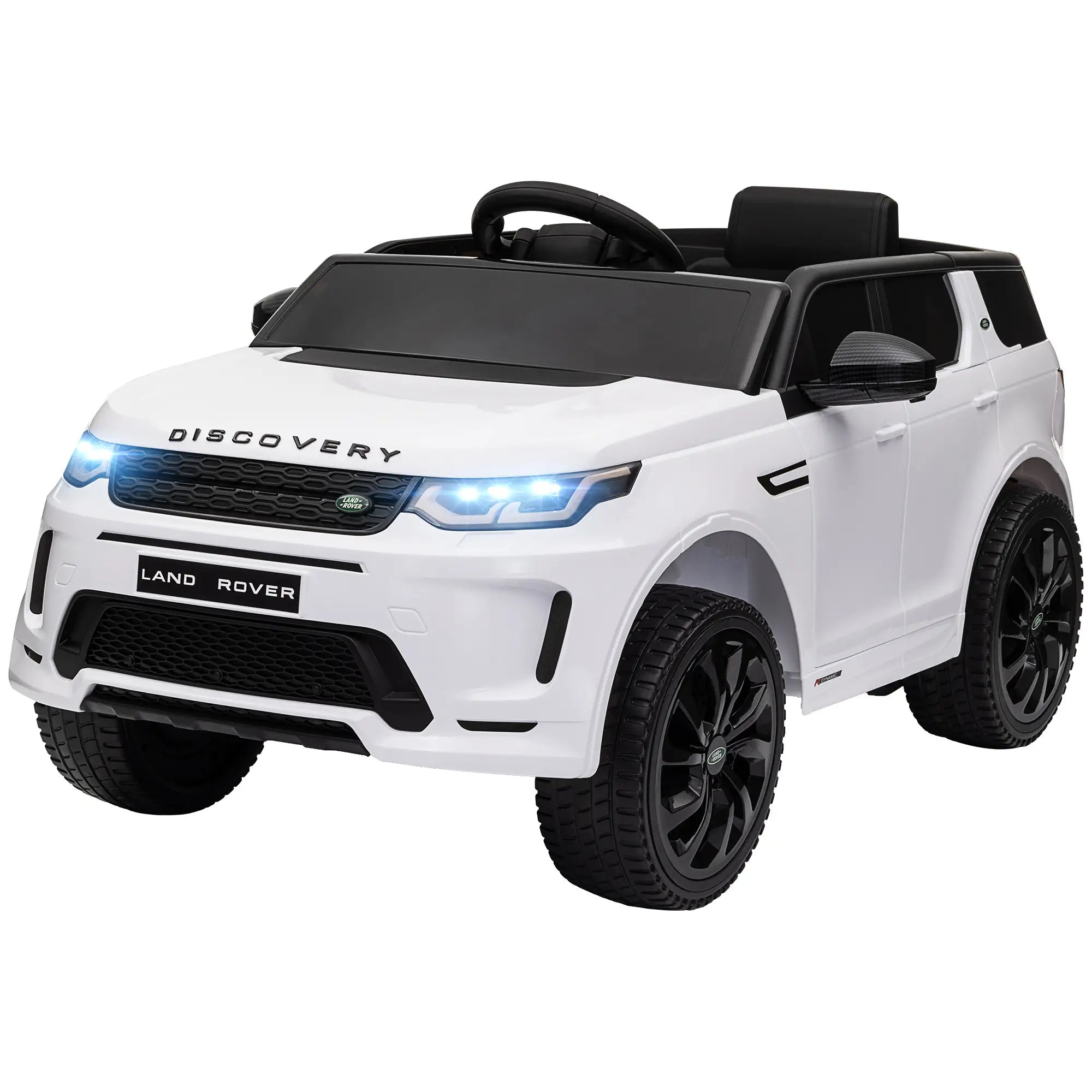 12V Ride on Car, Remote Control, Soft Start, LED Lights, Music Horn, White Electric Toy Cars White at Gallery Canada