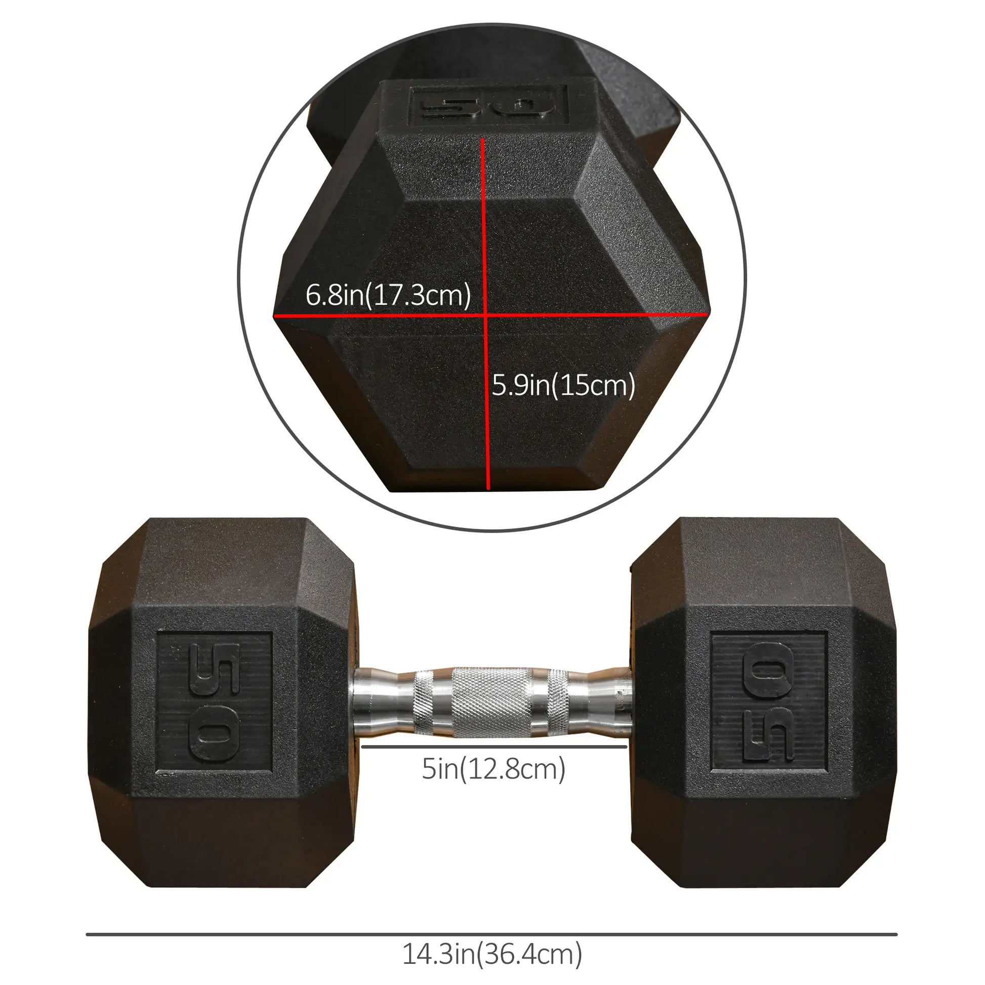 50lbs Rubber Hex Dumbbells, Hand Weight, Home Gym, Black Dumbbells & Barbells at Gallery Canada