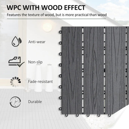 Outdoor Tiles, 11 Pack 12" x 12" WPC Interlocking Deck Tiles Deck Tiles at Gallery Canada