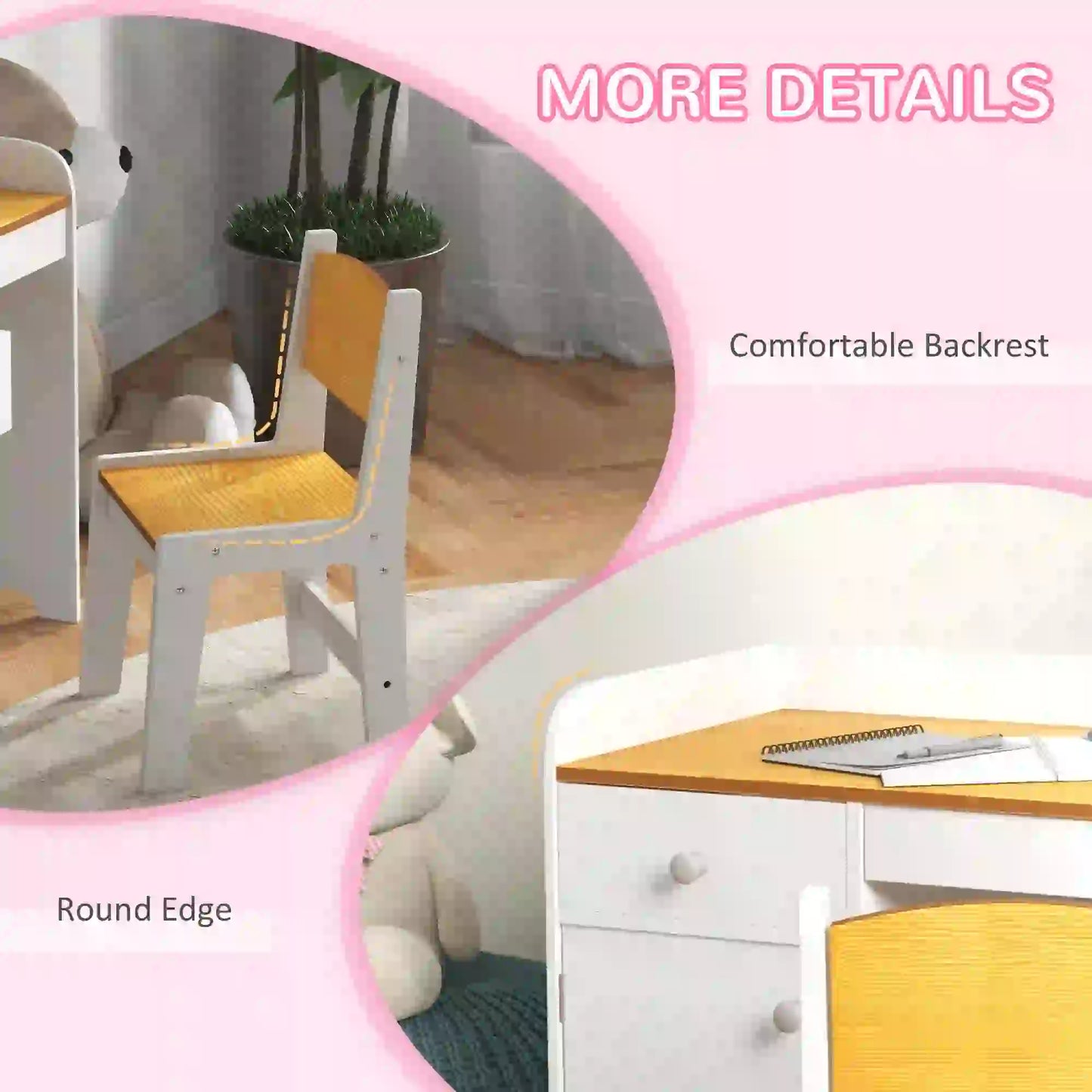 Kids Desk and Chair Set, Study Table with Storage Drawer, White Kids Desk Sets at Gallery Canada