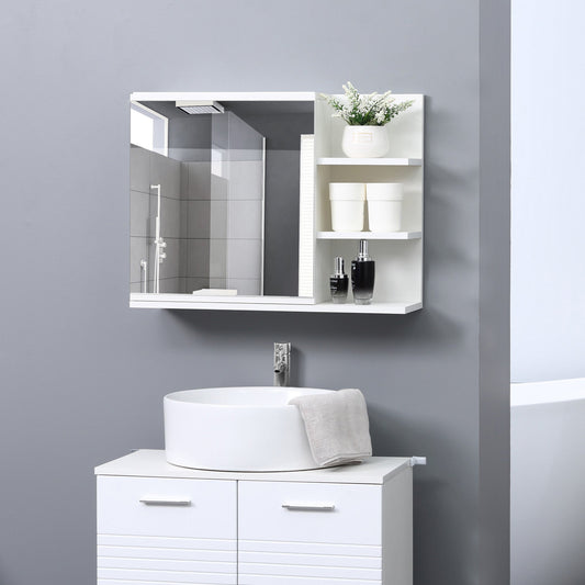 Bathroom Storage Cabinet with Mirror, Wall Mounted Medicine Cabinet with 3 Open Shelves and 2-tier Cupboard - Gallery Canada