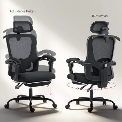 Ergonomic Mesh Office Chair, Adjustable Headrest, Lumbar Support, Black Task Chairs at Gallery Canada