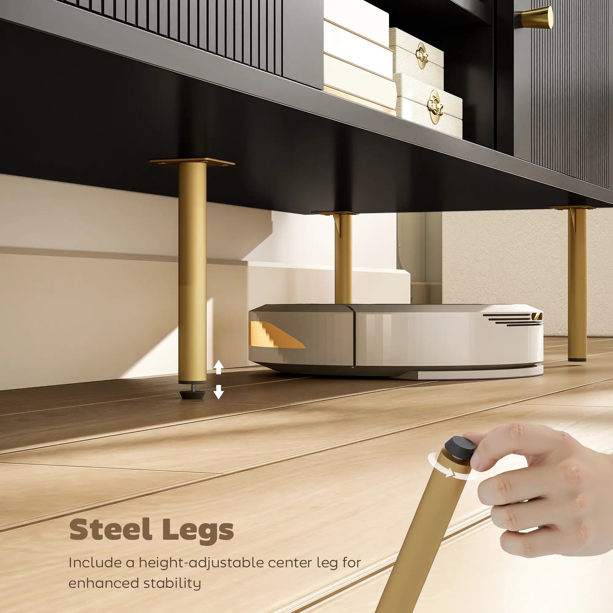 TV Stand for 65 Inch TVs, Entertainment Center with Shelves, Black TV Stands at Gallery Canada