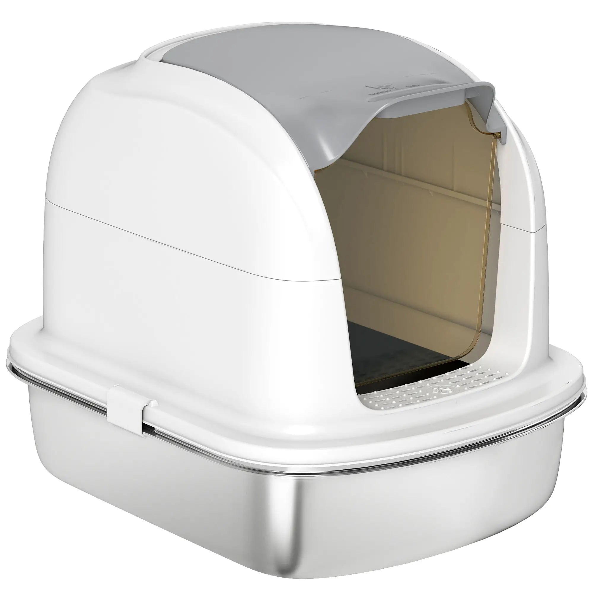 XL Stainless Steel Cat Litter Box with Lid, Enclosed, Scoop Included Cat Litter Box Enclosures Stainless Steel, White at Gallery Canada