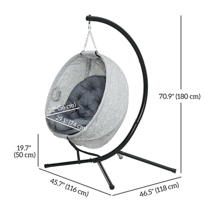 Egg Chair, Folding Basket, Hanging Swing with Stand, Cushions, Grey Patio Swings with Stand at Gallery Canada