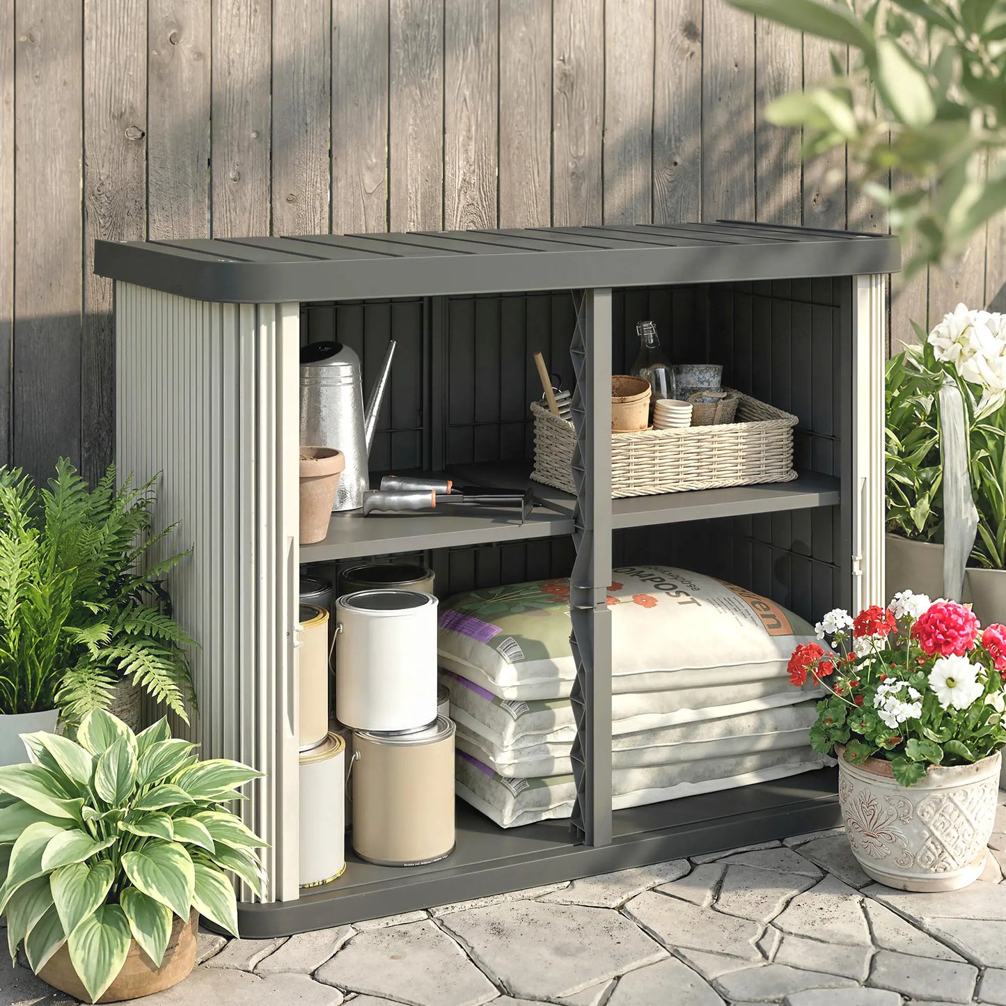 127 Gallon Outdoor Storage Box, UV Resistant, Light Brown Patio Storage Boxes at Gallery Canada