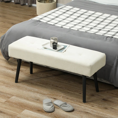 39" Upholstered Ottoman Bench, Corduroy, Cream White Storage Ottomans & Benches at Gallery Canada