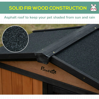 Wooden Rabbit Hutch, 69", with Run Box, Slide-out Tray, Ramp, Black Rabbit Hutch at Gallery Canada