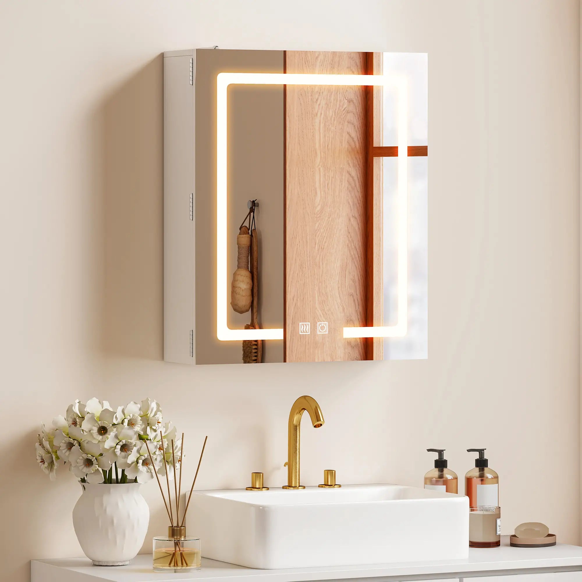 Medicine Cabinet With Lights, Demister Pad, Adjustable Shelves, White Mirror Medicine Cabinets at Gallery Canada