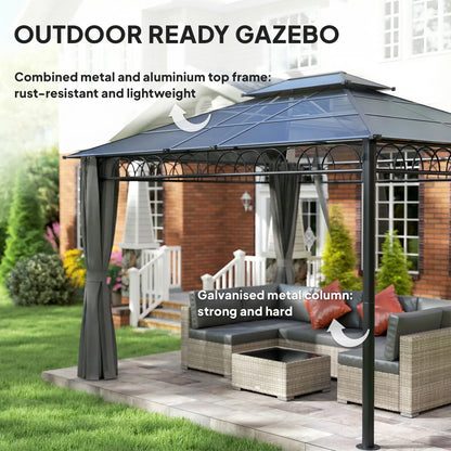 10' x 12' Outdoor Gazebo, Double Roof Hardtop, Polycarbonate Roof, Steel Frame Gazebos at Gallery Canada