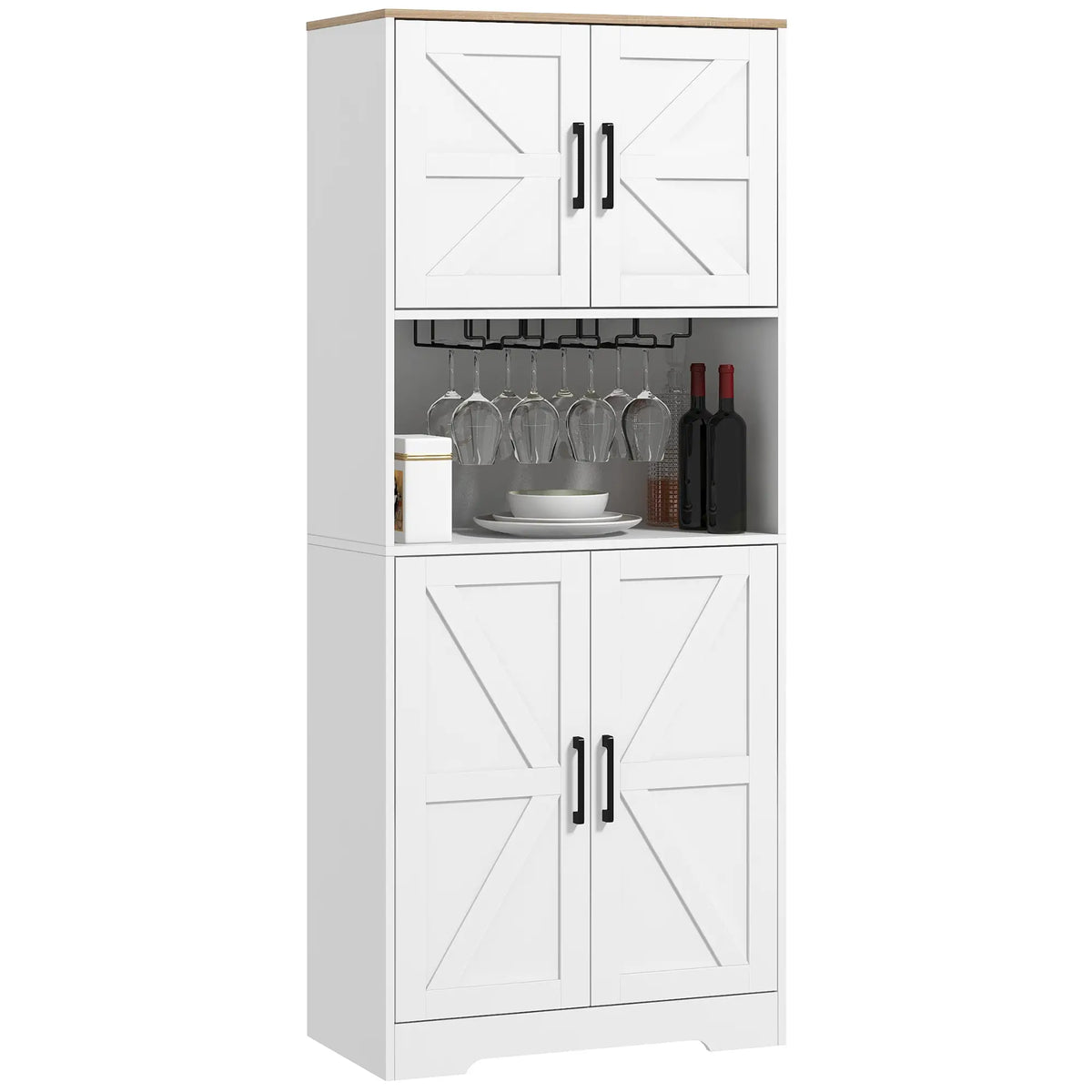 Farmhouse Kitchen Pantry, 68" Freestanding Cabinet, White Kitchen Pantry Cabinets at Gallery Canada