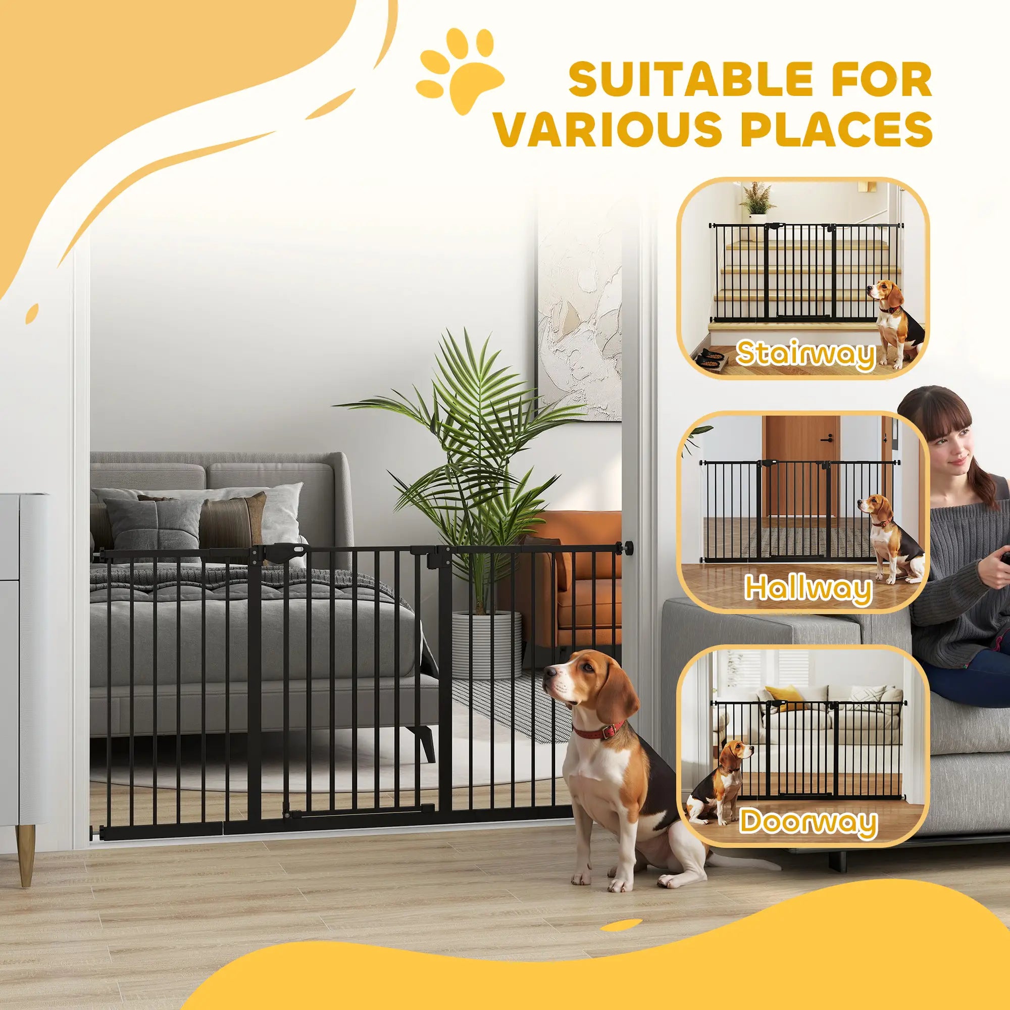 Pet Gate with Door, 30 Inch Tall, Includes Extensions Kit, Black Houses, Kennels & Pens at Gallery Canada