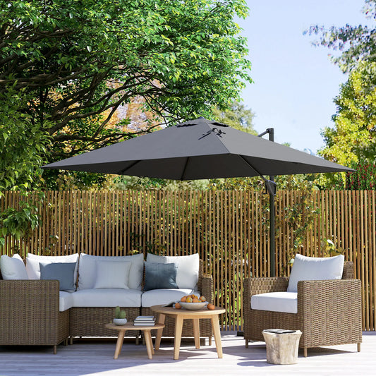 8'x8' Square Patio Hanging Offset Umbrella, Dark Grey