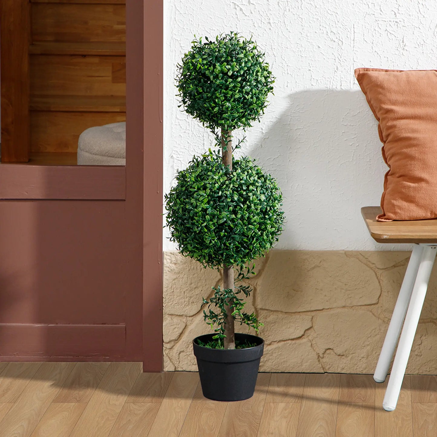2 Pack 36.1" Artificial Boxwood Topiary Ball Trees, With Pot, Green Artificial Trees at Gallery Canada
