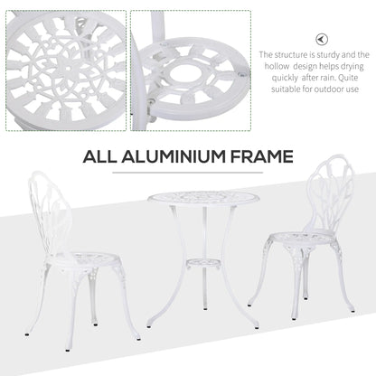 3 Pc Patio Bistro Set, Outdoor Cast Aluminum Table and Chairs, White Bistro Sets at Gallery Canada