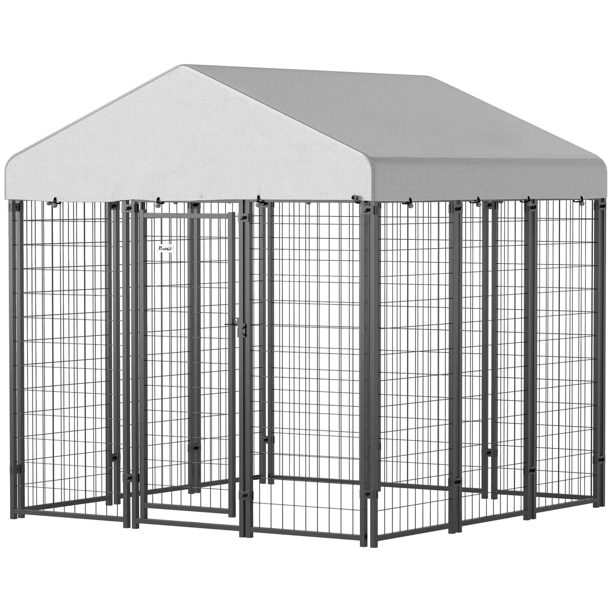 Outdoor Dog Kennel, Waterproof UV-Resistant Cover, 6 x 6 x 6 ft Houses, Kennels & Pens Silver, Black at Gallery Canada